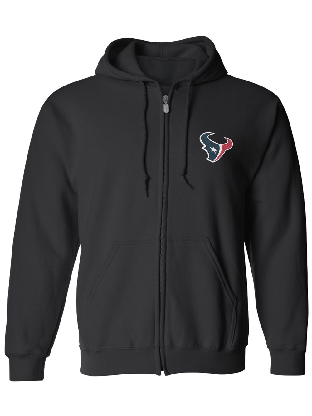 Men’s Texans Embroidered Full Zipper Hoodie Black